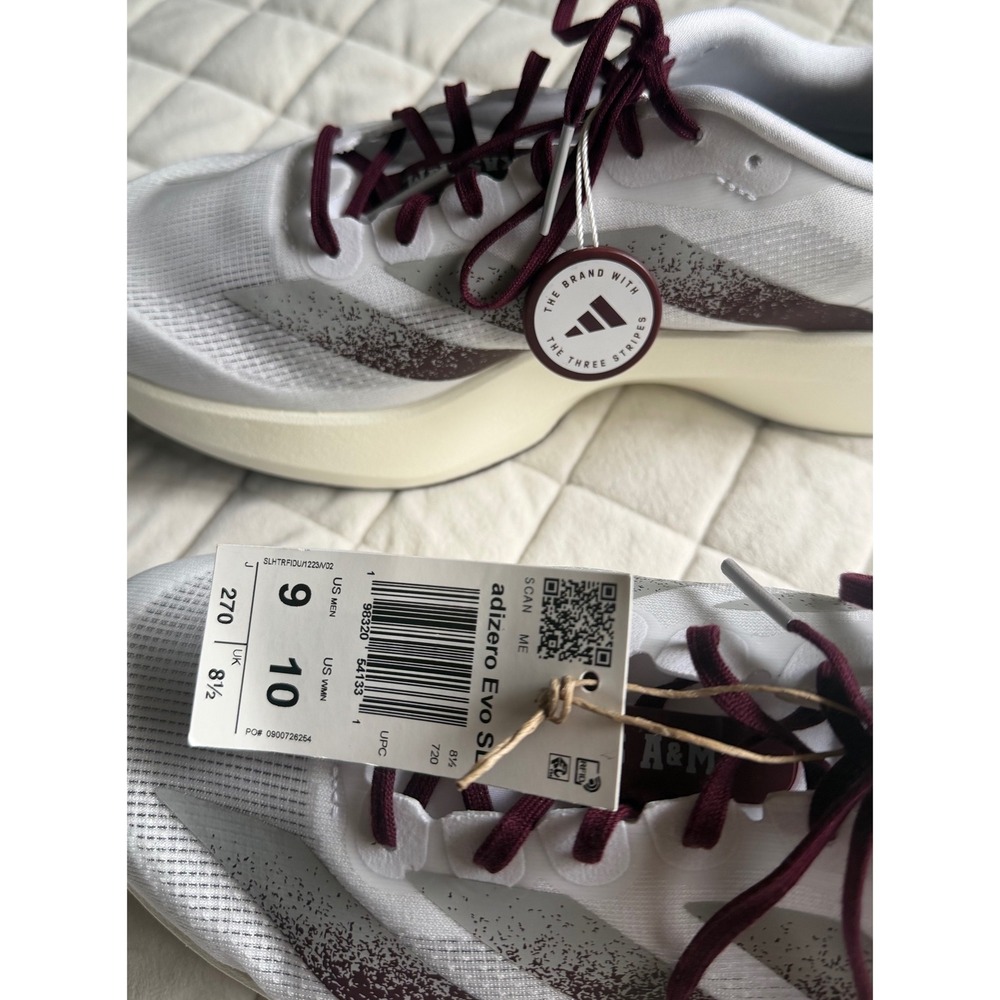 NWT Adidas adizero $160 EVO SL Texas A&M White/ Maroon/Stone JQ4566 Sz 9 Rare - Picture 6 of 8